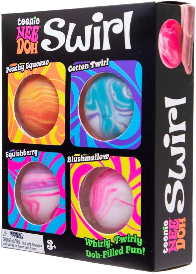 Schylling NeeDoh Teenie Swirl 4 Pack - Sensory Squeeze Toy - 1.5″ in Diameter - Colors May Vary - Image 2