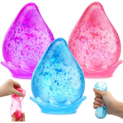 2 Packs Dream Squishy Drop Stress Balls for Adults Fidget Toys Adults. Fidgets Silicone Sensory Toys for Kids Autism. ADHD. Sensory Stress Relief Toys Birthday Day Gifts (Blue Pink) - Image 4