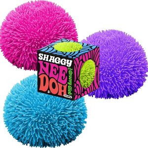 Nee-Doh Schylling Shaggy Groovy Glob! Squishy. Squeezy. Stretchy Stress Balls Neon Colors Gift Set Party Bundle - 3 Pack (Assorted Colors)
